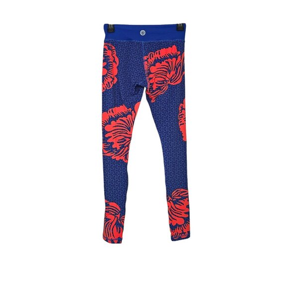 Women's - Tory Burch Sport Red & Blue Floral Leggings, Size Small - Picture 6 of 7